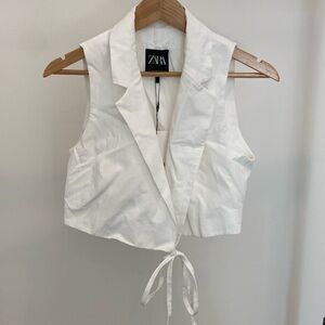 Zara cropped wrap vest - White Sz M - NWT